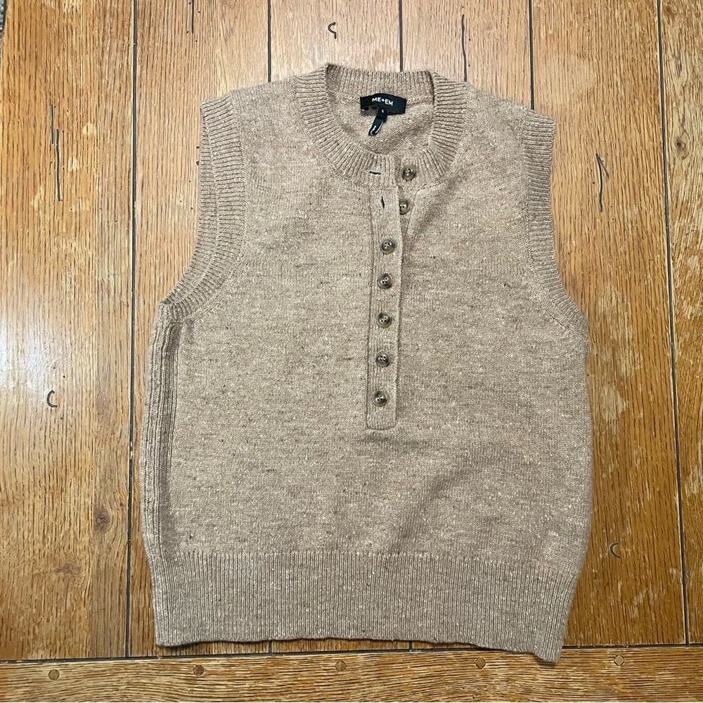 ME+EM Merino Speckle Button Neck Sweater Vest.